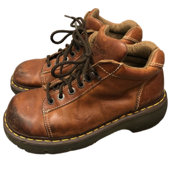 Dr. Martens Shoes - Dr. Martens brown lace up boot ankle bootie vintage 90s docs distressed